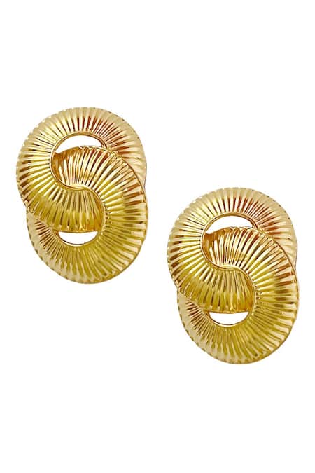 Shop Radhika Agrawal Jewels Gold Plated Infinity Stud Earrings at Aza Fashions Shop_Radhika Agrawal Jewels_Gold Plated Infinity Stud Earrings _at_Aza_Fashions