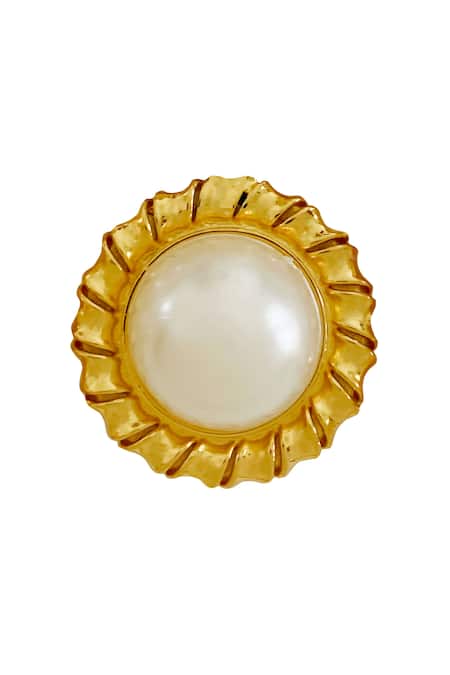 Radhika Agrawal Jewels Gold Plated Pearls Twisted Faux Studs Online at Aza Fashions Radhika Agrawal Jewels_Gold Plated Pearls Twisted Faux Studs _Online_at_Aza_Fashions