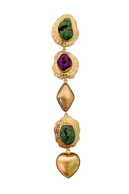 Radhika Agrawal Jewels_Multi Color Stones, Beads Mixed Poppy Embellished Danglers _Online_at_Aza_Fashions