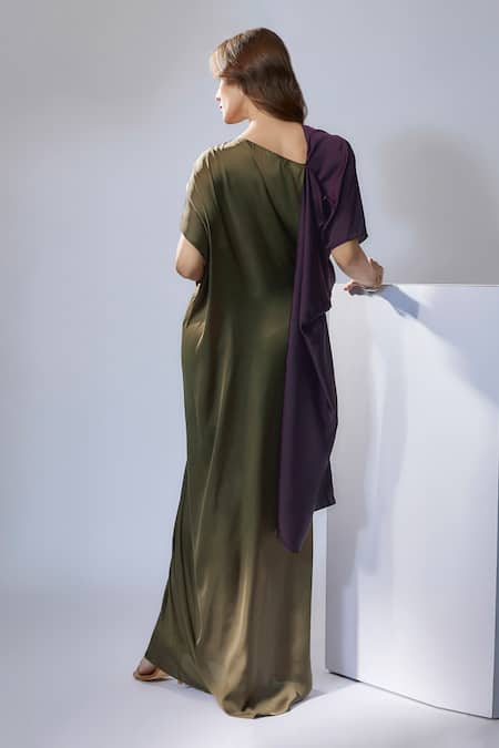 NA-KA V Neck Color Block Gown 