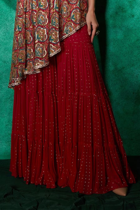 Saaj By Ankita Pink Georgette Beads, Embroidery, Sequins Square Bloom Blouse And Sharara Set Online at Aza Fashions Saaj By Ankita_Pink Georgette Beads, Embroidery, Sequins Square Bloom Blouse And Sharara Set _Online_at_Aza_Fashions