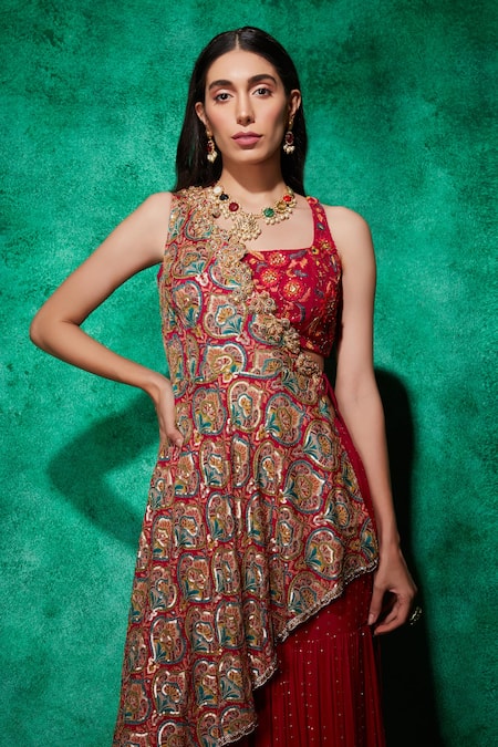 Buy Saaj By Ankita Pink Georgette Beads, Embroidery, Sequins Square Bloom Blouse And Sharara Set Online at Aza Fashions Buy_Saaj By Ankita_Pink Georgette Beads, Embroidery, Sequins Square Bloom Blouse And Sharara Set _Online_at_Aza_Fashions