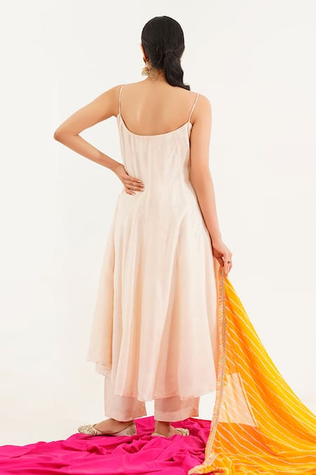 Shop_Tuli_Off White Chiffon V-neck Batasi Parigul Anarkali Pant Set _at_Aza_Fashions