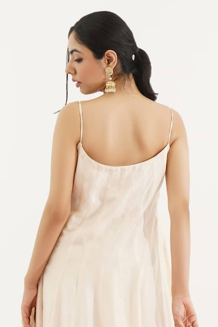 Shop Tuli Off White Chiffon, Denim V Neck Anarkali Pant Set at Aza Fashions Shop_Tuli_Off White Chiffon, Denim V Neck Anarkali Pant Set_at_Aza_Fashions