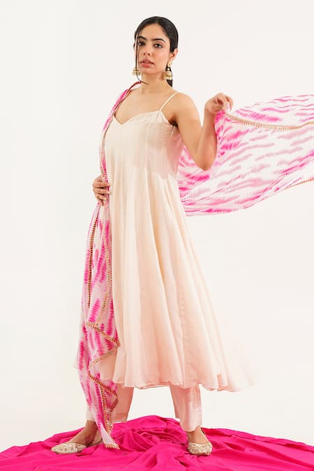 Buy Tuli Off White Chiffon, Denim V Neck Anarkali Pant Set Online at Aza Fashions Buy_Tuli_Off White Chiffon, Denim V Neck Anarkali Pant Set_Online_at_Aza_Fashions