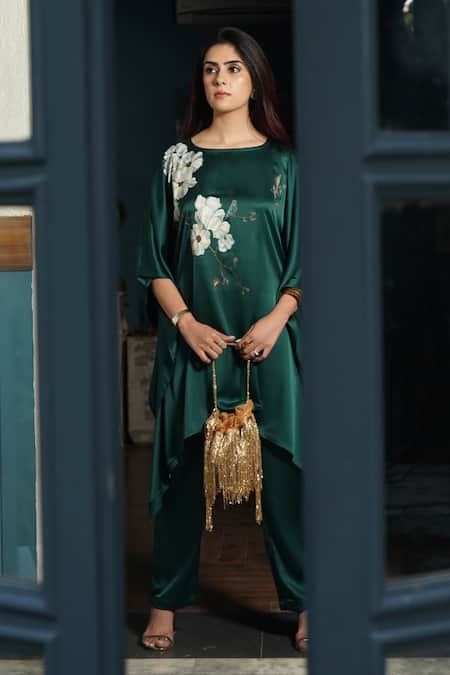 Kyra By Nina + Deepika Forbidden Flowers Hand Painted Top & Pant Set 