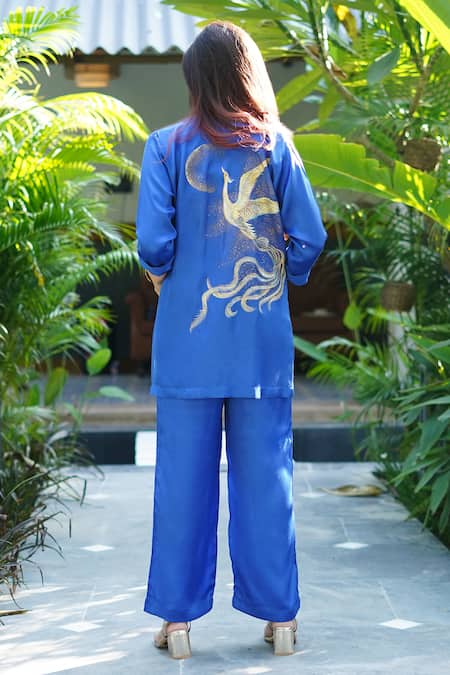 Kyra By Nina + Deepika Phoenix From The Ashes Hand Painted Jacket Pant Set 