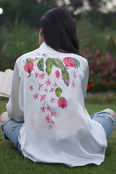 Kyra By Nina + Deepika Hummingbird Handpainted Shirt 