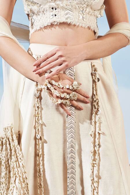 Shop Siyona By Ankurita Grey Organza, Silk Embroidery V-neck Embrodiered Blouse Lehenga Skirt Set Online at Aza Fashions Shop_Siyona By Ankurita_Grey Organza, Silk Embroidery V-neck Embrodiered Blouse Lehenga Skirt Set _Online_at_Aza_Fashions