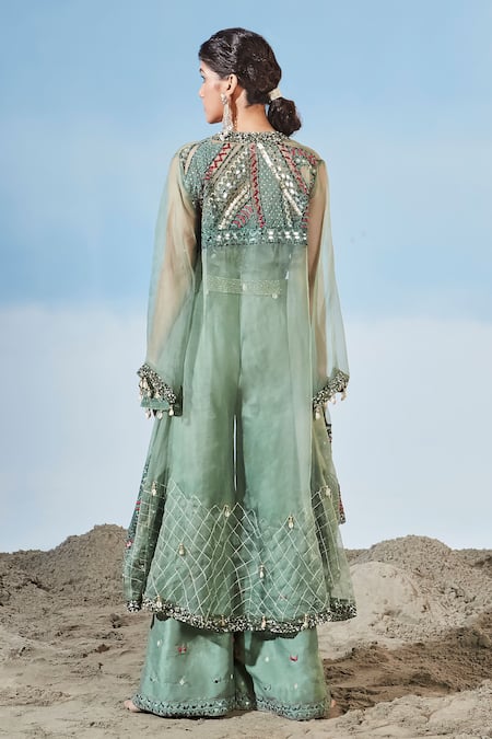 Siyona By Ankurita Geometric Embroidered Jumpsuit & Cape Set 