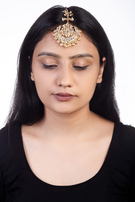 Riana Jewellery Gold Plated Stone Ghunghroo Drop Maangtikka 