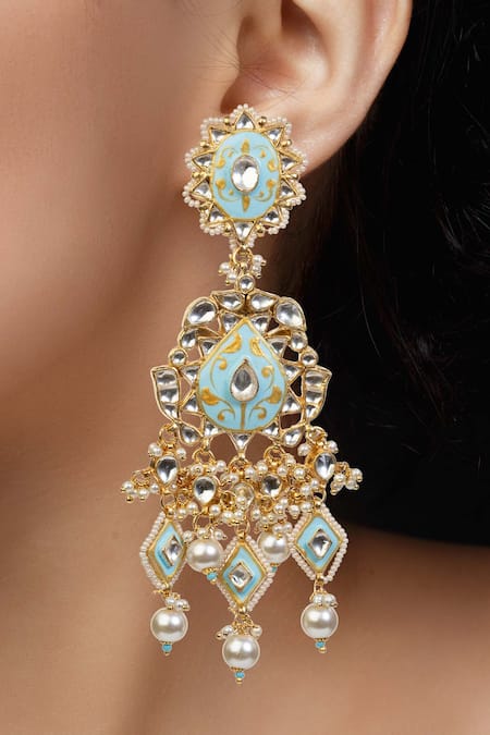 Riana Jewellery Floral Enamel Stone Danglers 