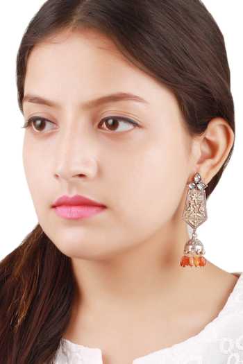 Buy Sangeeta Boochra Silver Plated Stones Bird Carved Jhumkas at Aza Fashions Buy_Sangeeta Boochra_Silver Plated Stones Bird Carved Jhumkas _at_Aza_Fashions