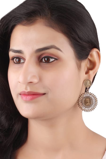 Sangeeta Boochra Antique Coin Dangler Earrings 
