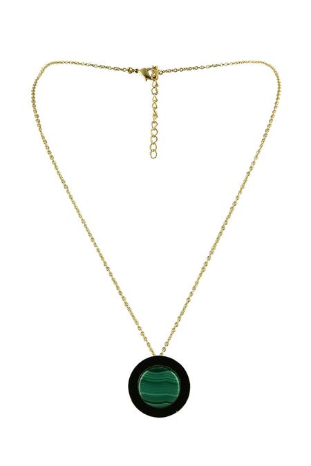 Shop Varnika Arora Black Alyssa Stone Embellished Pendant Necklace at Aza Fashions Shop_Varnika Arora_Black Alyssa Stone Embellished Pendant Necklace _at_Aza_Fashions