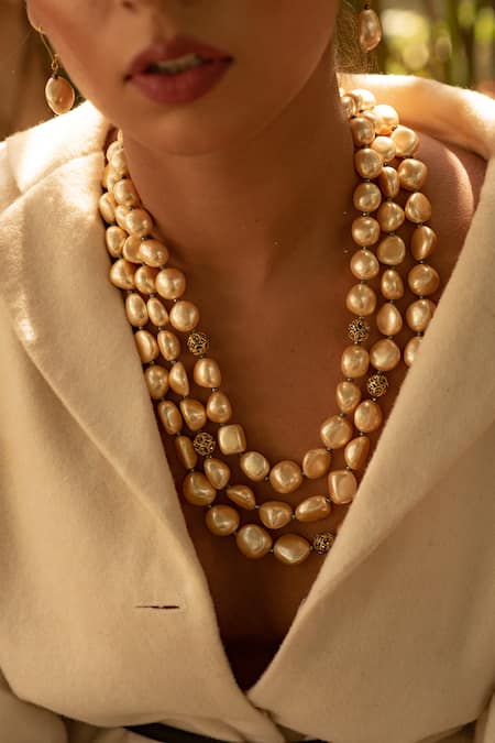 Kastiya Jewels Layered Pearl Beaded Necklace Set 