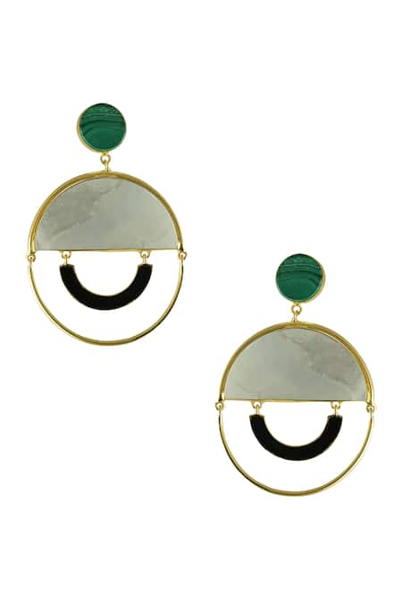 Shop Varnika Arora Black Stones Izaaya Dangler Earrings at Aza Fashions Shop_Varnika Arora_Black Stones Izaaya Dangler Earrings _at_Aza_Fashions