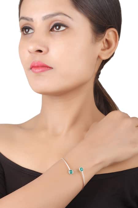 Sangeeta Boochra Stone Encrusted Silver Bracelet 