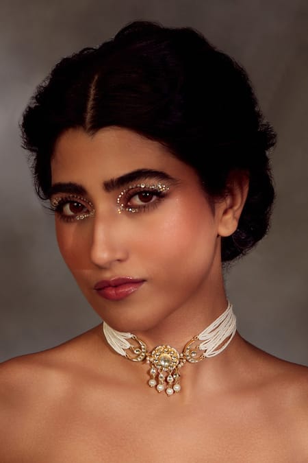 Paisley Pop Kundan & Pearl Choker Necklace 