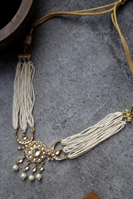 Paisley Pop Kundan & Pearl Choker Necklace 