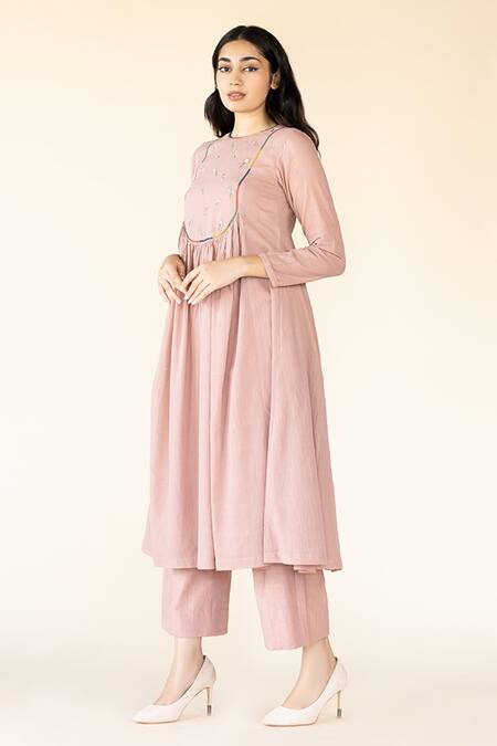 Purvi Doshi_Pink Handloom Cotton Pant_Online_at_Aza_Fashions