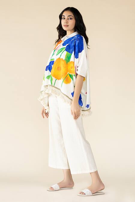 Purvi Doshi_Off White Handloom Cotton Solid Straight Fit Pant_Online_at_Aza_Fashions