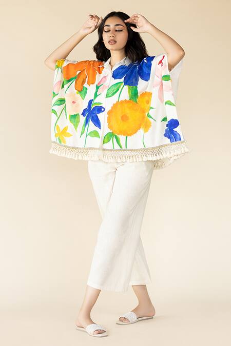 Buy_Purvi Doshi_Off White Handloom Cotton Solid Straight Fit Pant_Online_at_Aza_Fashions