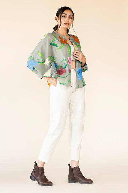 Purvi Doshi_Off White Handloom Cotton Solid Narrow Fit Pant_Online_at_Aza_Fashions