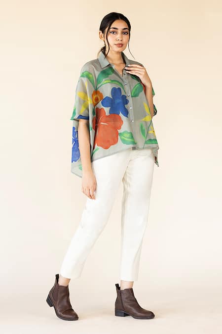 Purvi Doshi Off White Handloom Cotton Solid Narrow Fit Pant