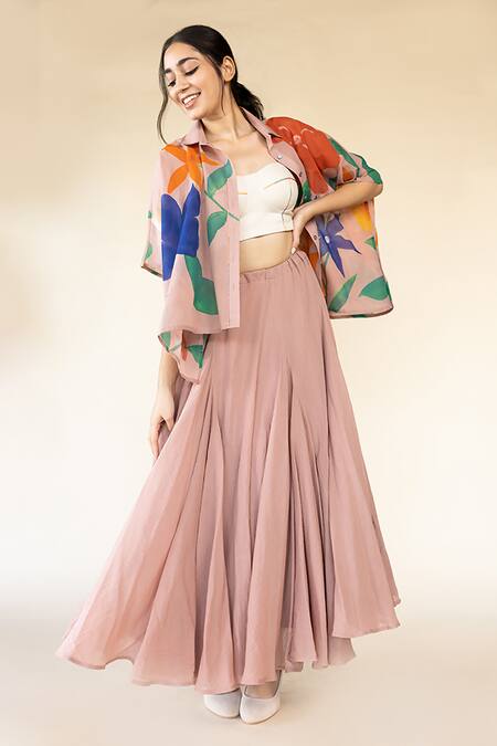 Purvi Doshi Pink Kalidar Skirt Online at Aza Fashions Purvi Doshi_Pink Kalidar Skirt_Online_at_Aza_Fashions