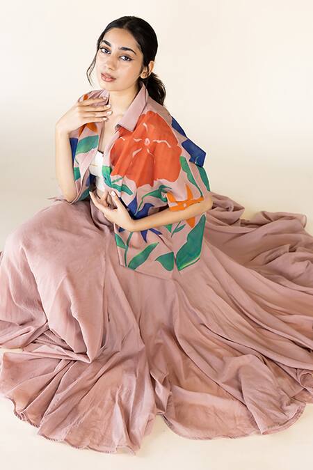 Buy Purvi Doshi Pink Kalidar Skirt Online at Aza Fashions Buy_Purvi Doshi_Pink Kalidar Skirt_Online_at_Aza_Fashions