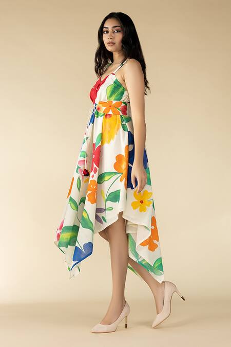 Purvi Doshi_Off White Floral Hand Painted Belt_Online_at_Aza_Fashions