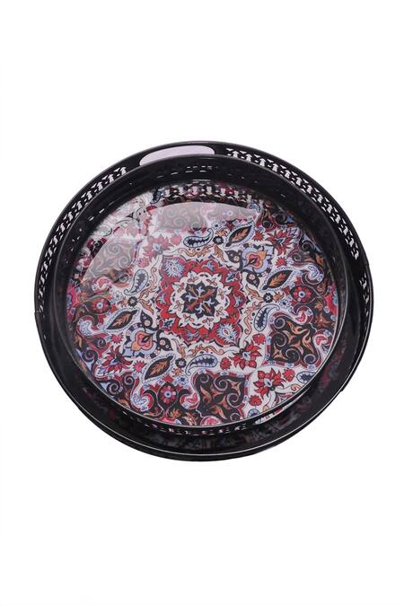 Shop Assemblage Black Iron With Powder Coating And A Protective Resin Moroccan Tray Set Of 2 at Aza Fashions Shop_Assemblage_Black Iron With Powder Coating And A Protective Resin Moroccan Tray Set Of 2_at_Aza_Fashions