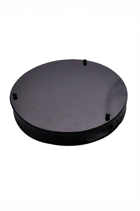 Shop Assemblage Black Iron With Powder Coating And A Protective Resin Moroccan Tray Set Of 2 Online at Aza Fashions Shop_Assemblage_Black Iron With Powder Coating And A Protective Resin Moroccan Tray Set Of 2_Online_at_Aza_Fashions
