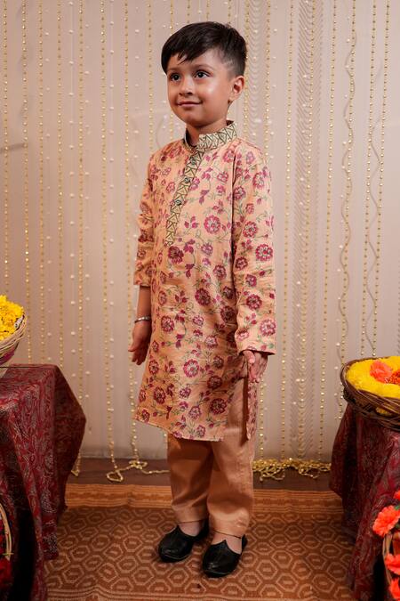 Buy Tiny Colour Beige Cotton Botanical Hand Block Print Kurta Set Online at Aza Fashions Buy_Tiny Colour_Beige Cotton Botanical Hand Block Print Kurta Set _Online_at_Aza_Fashions