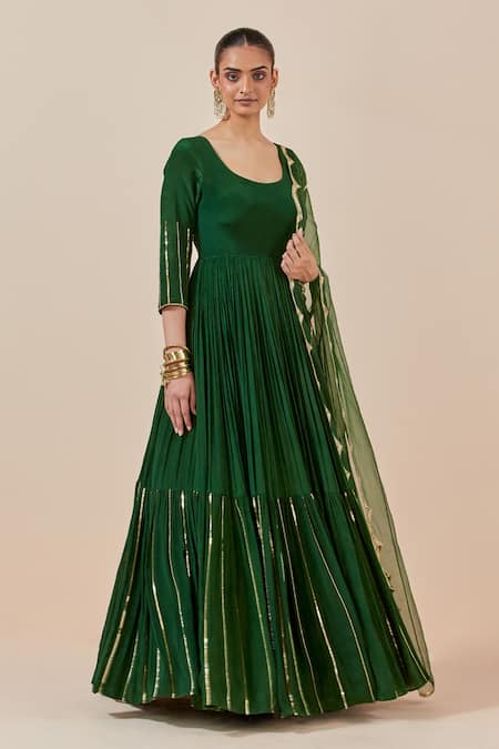 Green anarkali best sale