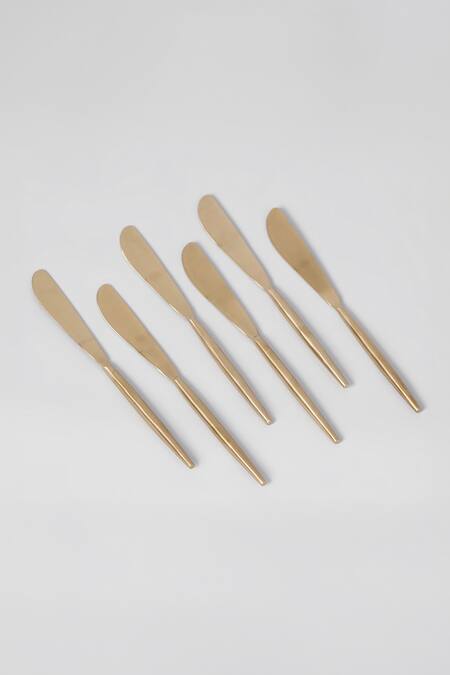 Buy_Assemblage_Gold Stainless Steel Cutlery Of 24_Online_at_Aza_Fashions