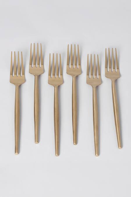 Shop_Assemblage_Gold Stainless Steel Cutlery Of 24_Online_at_Aza_Fashions
