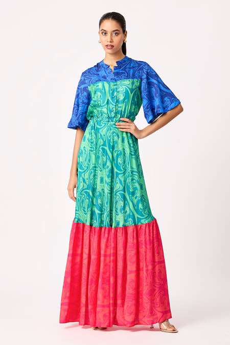 Panal Long Dress with Kente Print