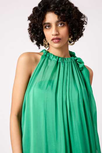 Buy Green Bamboo, Satin Halter Neck Victoria Tiered Tent Dress For Women by Scarlet Sage Online at Aza Fashions. Buy Green Bamboo, Satin Halter Neck Victoria Tiered Tent Dress For Women by Scarlet Sage Online at Aza Fashions.