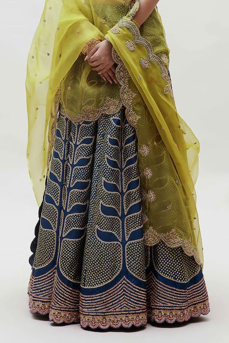 Buy Naina Jain Blue Silk, Organza Embroidery, Zari Bandhani Pattern Lehenga Set Online at Aza Fashions Buy_Naina Jain_Blue Silk, Organza Embroidery, Zari Bandhani Pattern Lehenga Set _Online_at_Aza_Fashions