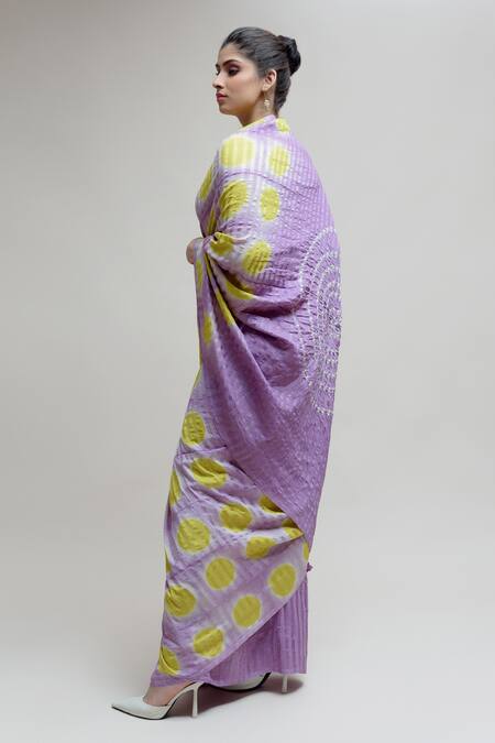 Buy Naina Jain Purple Silk, Cotton Bandhani Woven Saree Set Online at Aza Fashions Buy_Naina Jain_Purple Silk, Cotton Bandhani Woven Saree Set_Online_at_Aza_Fashions