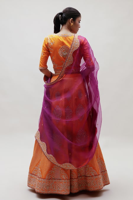 Naina Jain Silk Floral Aari Embroidered Bridal Lehenga Set 