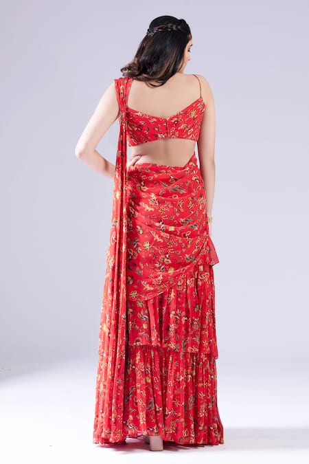 Krisha Sunny Ramani Printed Skirt Saree With Blouse 