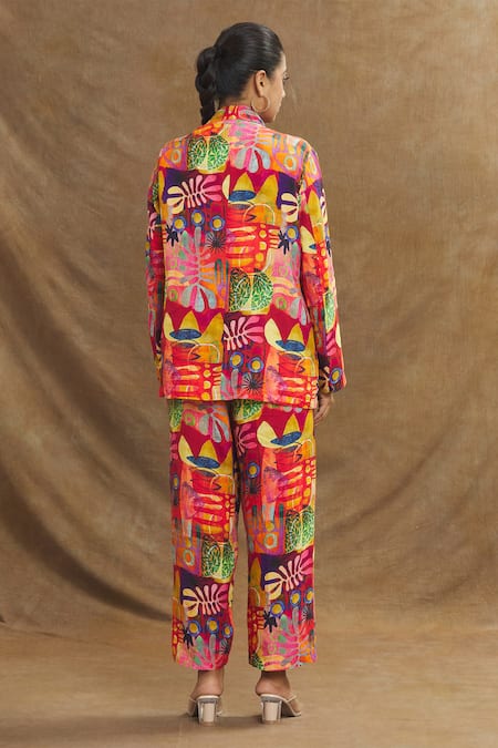 Linen Bloom Multi Color Linen Candy Print Blazer Online at Aza Fashions Linen Bloom_Multi Color Linen Candy Print Blazer _Online_at_Aza_Fashions