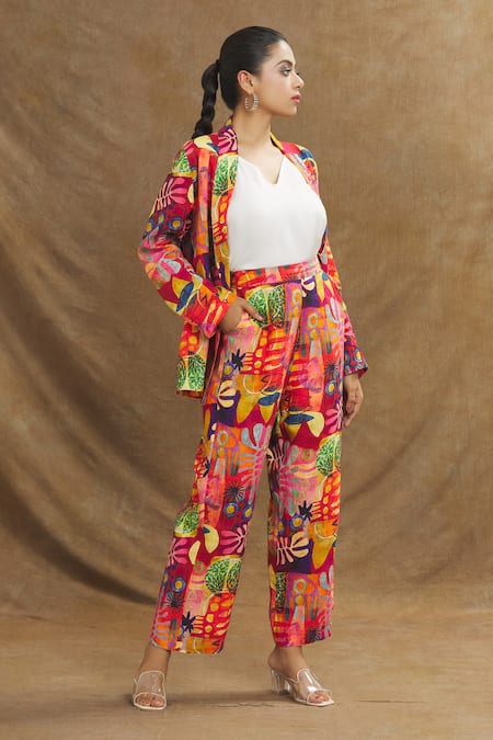 Linen Bloom Multi Color Linen Candy Print Pant Online at Aza Fashions Linen Bloom_Multi Color Linen Candy Print Pant _Online_at_Aza_Fashions