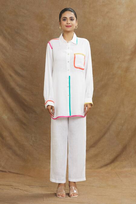 Buy Linen Bloom White Linen Collared Shirt Online at Aza Fashions Buy_Linen Bloom_White Linen Collared Shirt _Online_at_Aza_Fashions