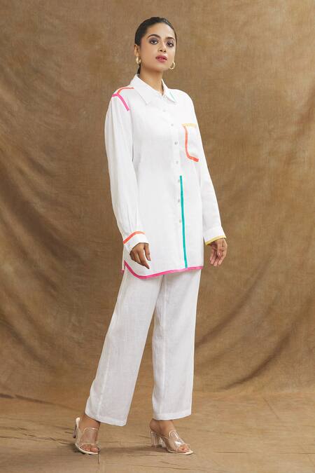 Shop Linen Bloom White Linen Collared Shirt Online at Aza Fashions Shop_Linen Bloom_White Linen Collared Shirt _Online_at_Aza_Fashions