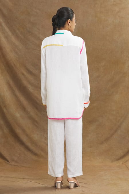 Linen Bloom White Linen Collared Shirt Online at Aza Fashions Linen Bloom_White Linen Collared Shirt _Online_at_Aza_Fashions