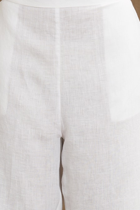 Shop_Linen Bloom_White Linen Pant _Online_at_Aza_Fashions